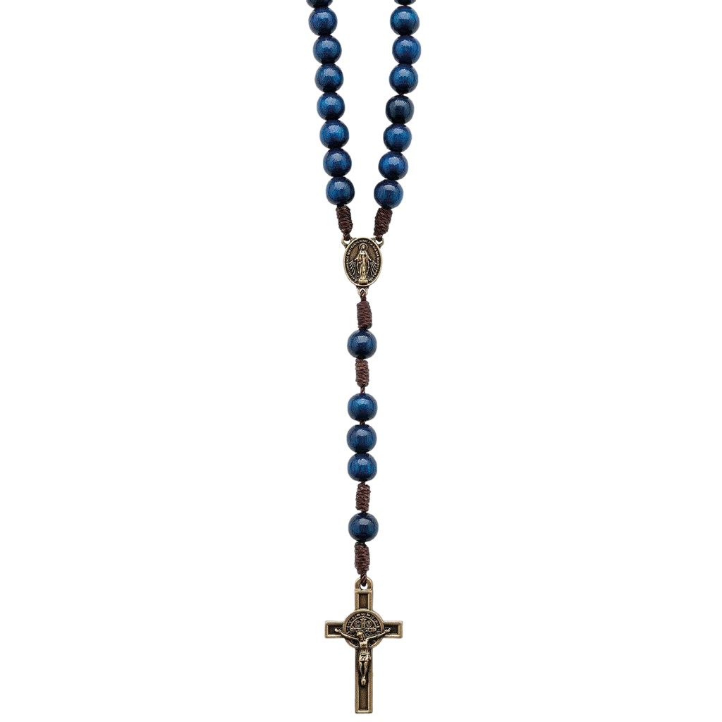 Blue Camp Rosary Necklace