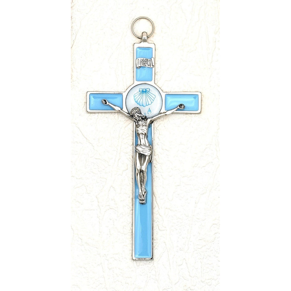 Blue Baptism Cross with Epoxy Shell