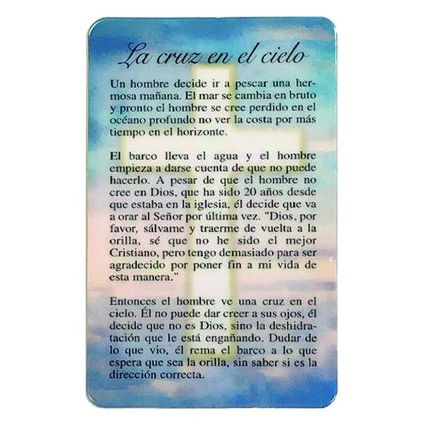 Spanish Laminated Prayer Card - La Cruz en el Cielo