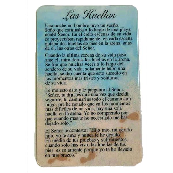 Spanish Laminated Prayer Card - Las Huellas