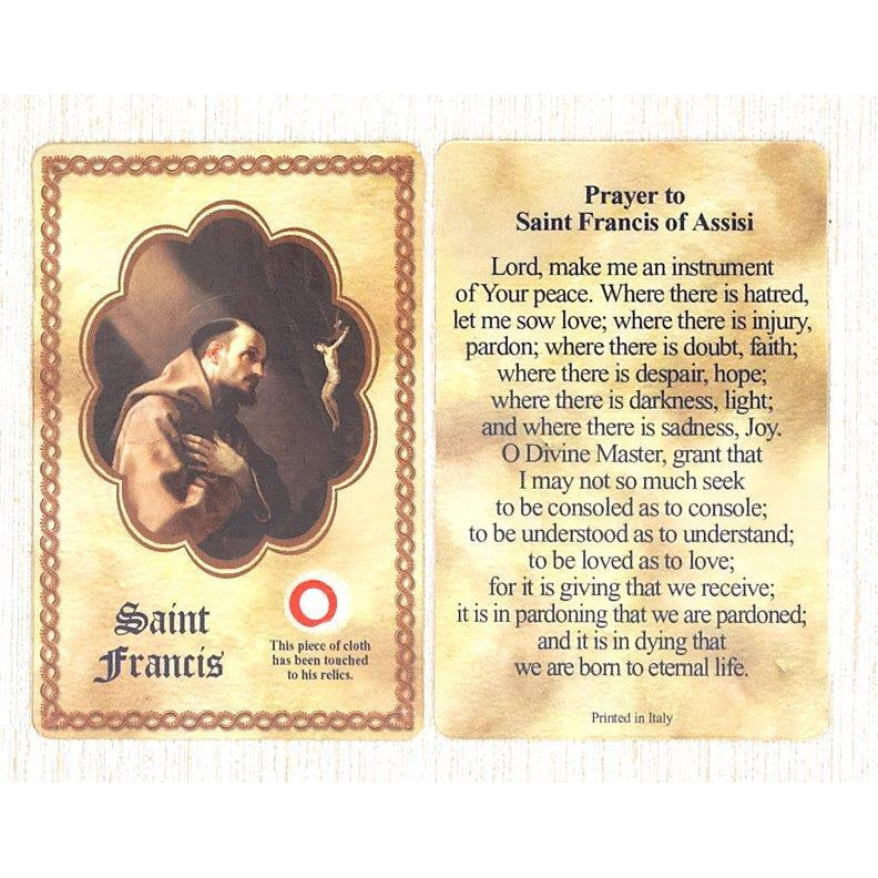 Saint Francis Relic Card - Pack of 25