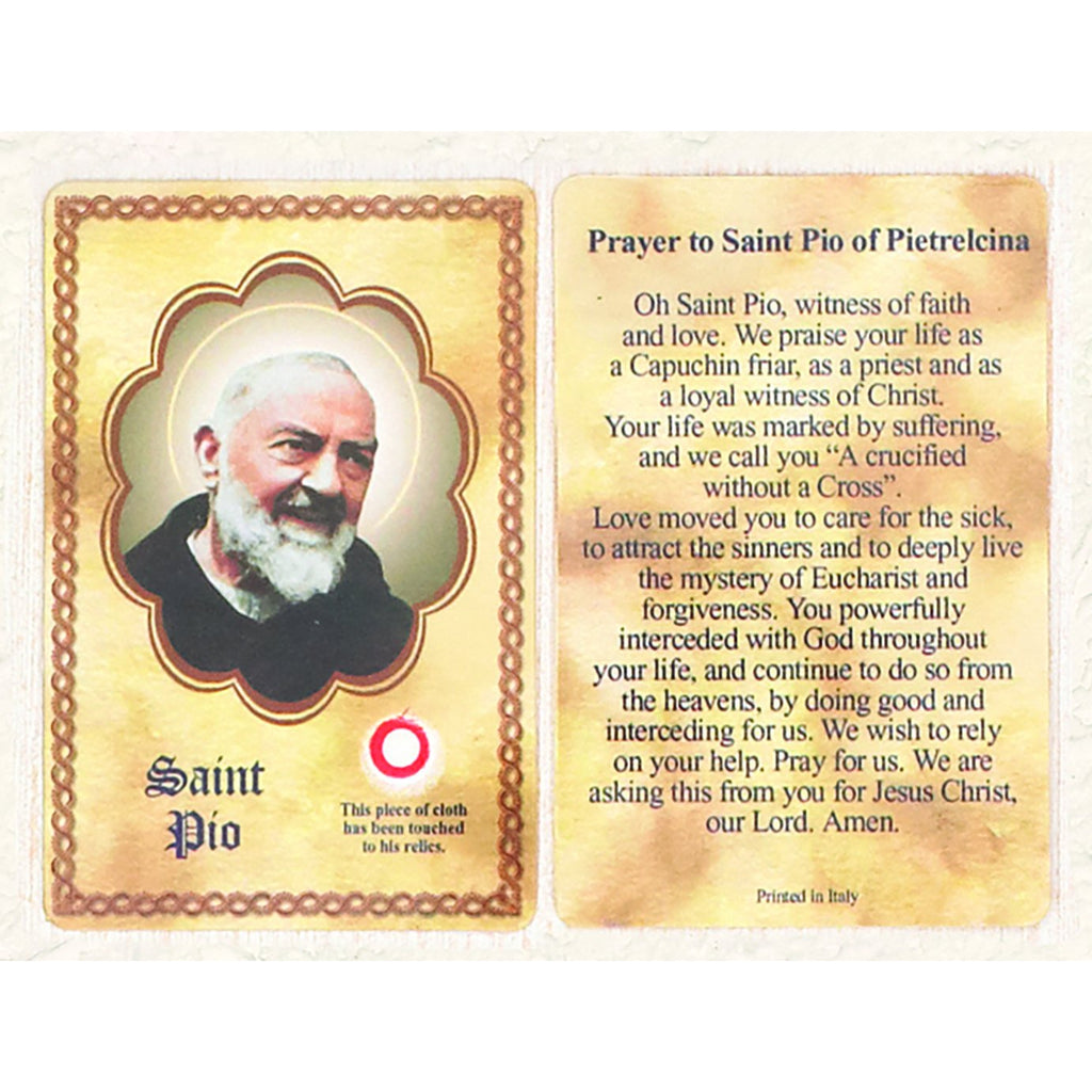 Saint Pio Third Class Relic Card - Pack of 25