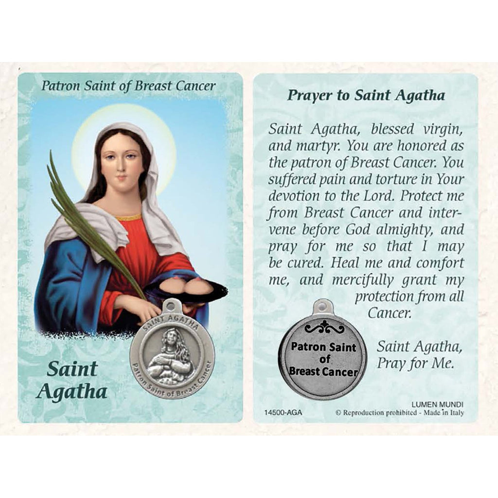 Healing Saint - St. Agatha Card with Medal