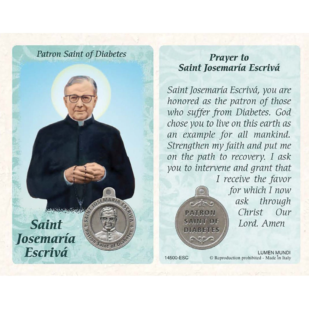 Healing Saint - St Josemaria Esceriva Card with Medal