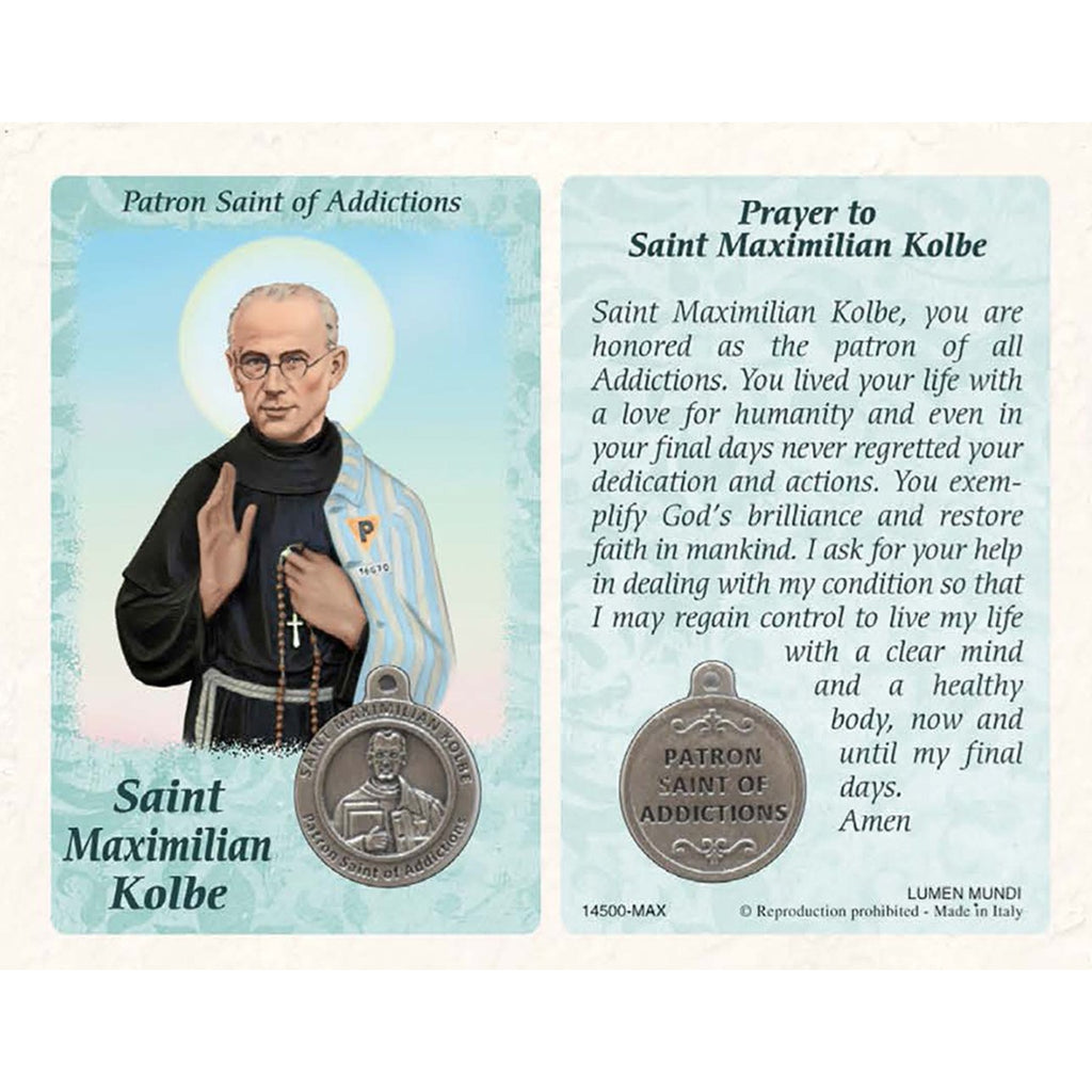 Healing Saint - St. Maximilian Kolbe Card with Medal