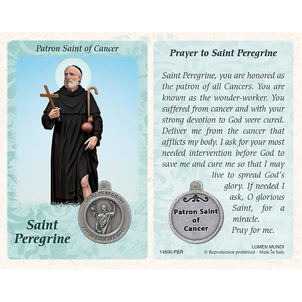 St. Peregrine Prayer Card with Medal - Healing Saint for Cancer