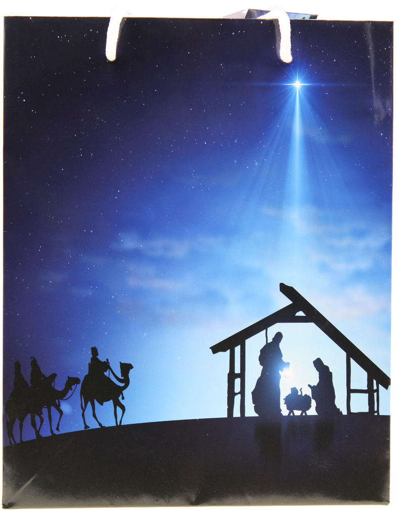 Blue Nativity Gift Bags with Gift Tissue
