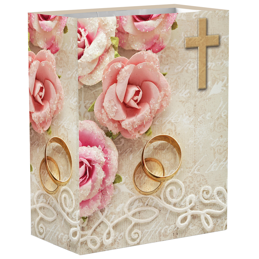 Large 9-3/4 Inch Wedding/Anniversary Gift Bag With Tissue Paper