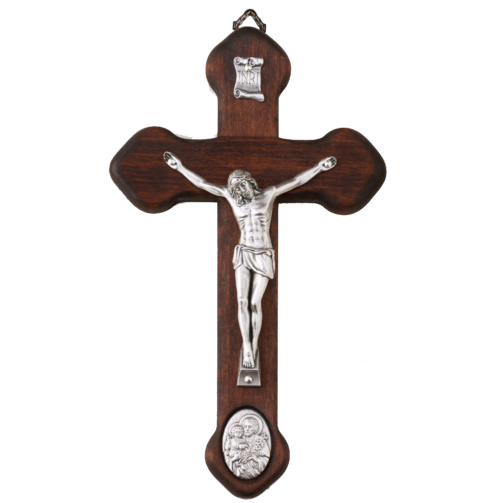 Wooden Crucifix with St. Joseph Medal