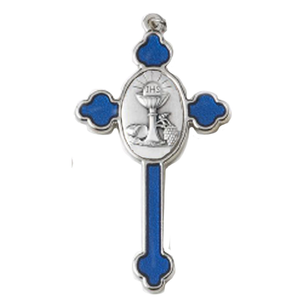 3" First Holy Communion Cross with Blue Enamel
