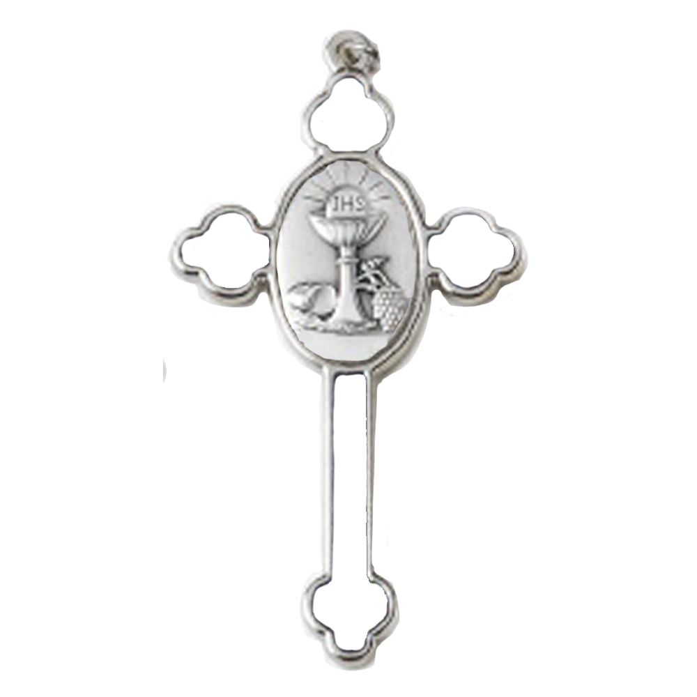 3" First Holy Communion Cross with White Enamel