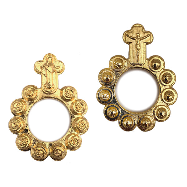 Gold-tone Rose Budded Finger Rosary