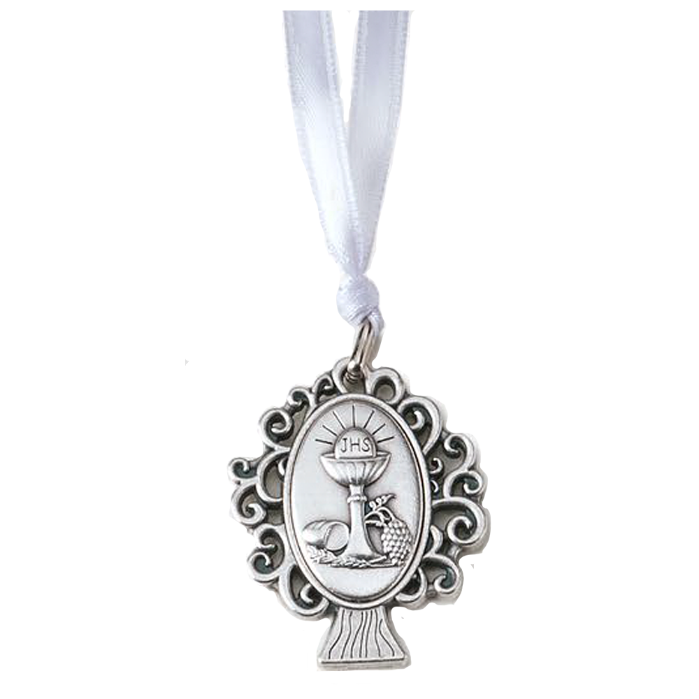 1.65" Silver Tone First Holy Communion Medal