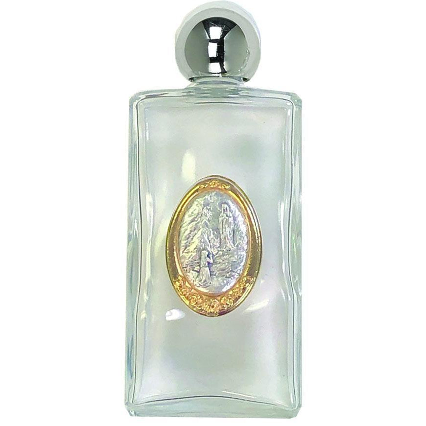 Large Glass Holy Water Bottle - Lady of Lourdes