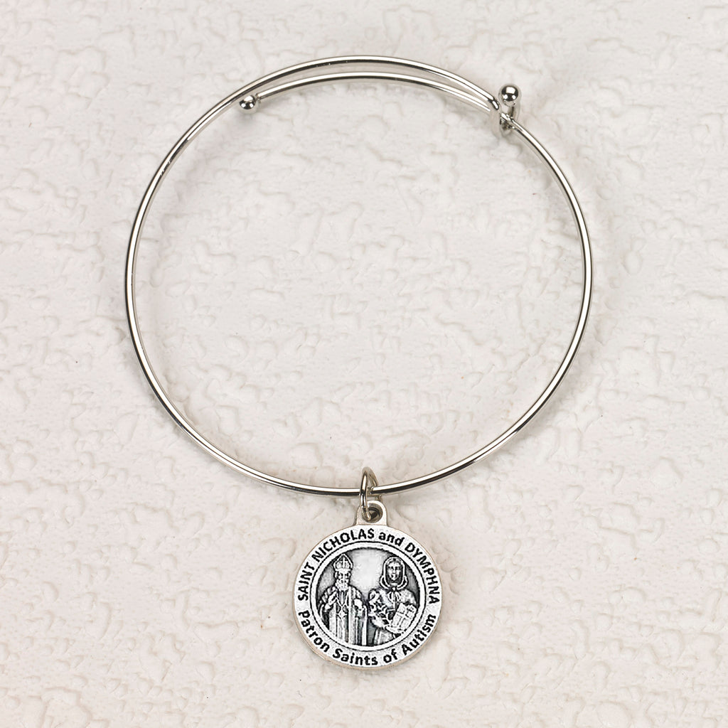 Healing Saints -Autism- Sts Nicholas and Dymphna Bangle Bracelet