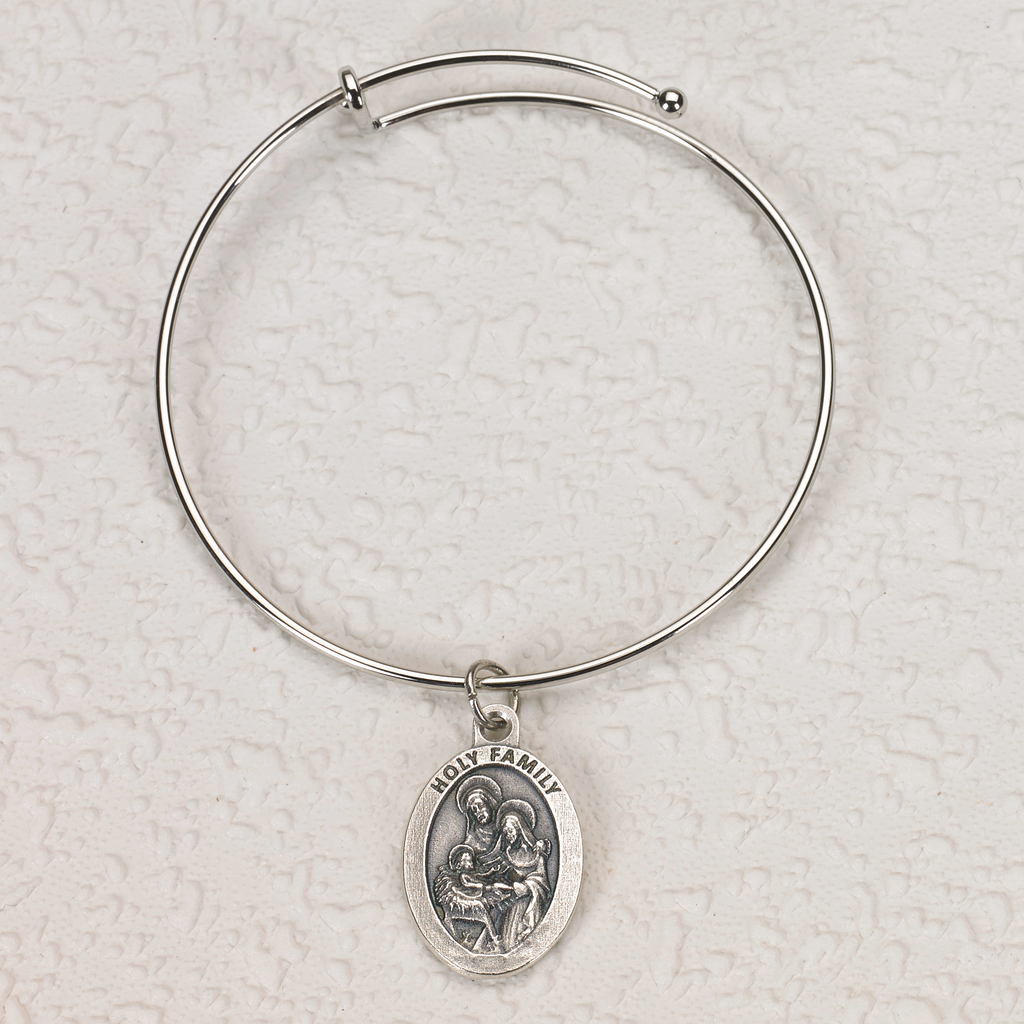Oval Holy Family Bangle Bracelet
