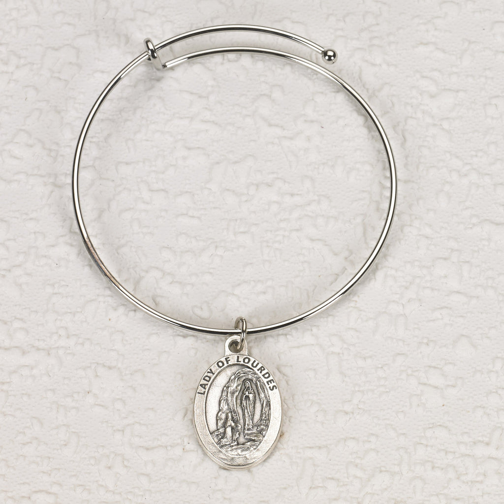 Oval Lady of Lourdes Bangle Bracelet