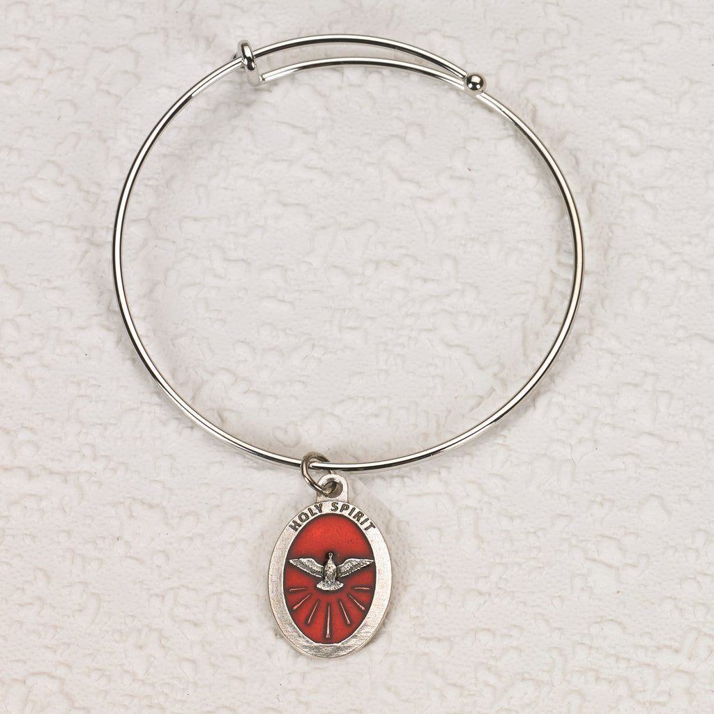 Oval Enameled Holy Spirit Bangle Bracelet