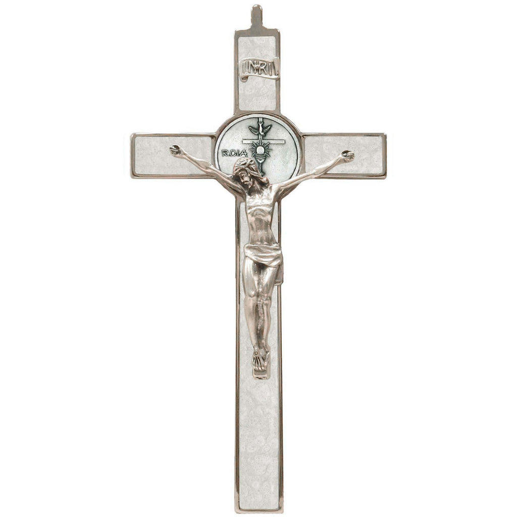 8 Inch Premium Imitation Pearl RCIA Epoxy Wall Cross With Corpus
