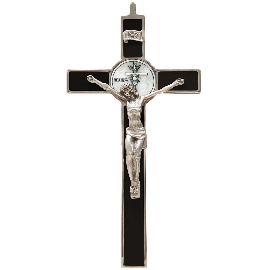8 Inch Premium Black RCIA Epoxy Wall Cross With Corpus