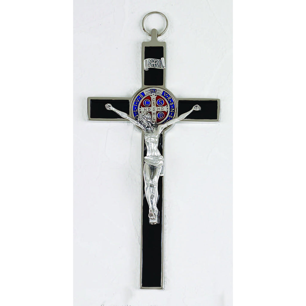 Saint Benedict Black Enamel Cross - Enameled Medal