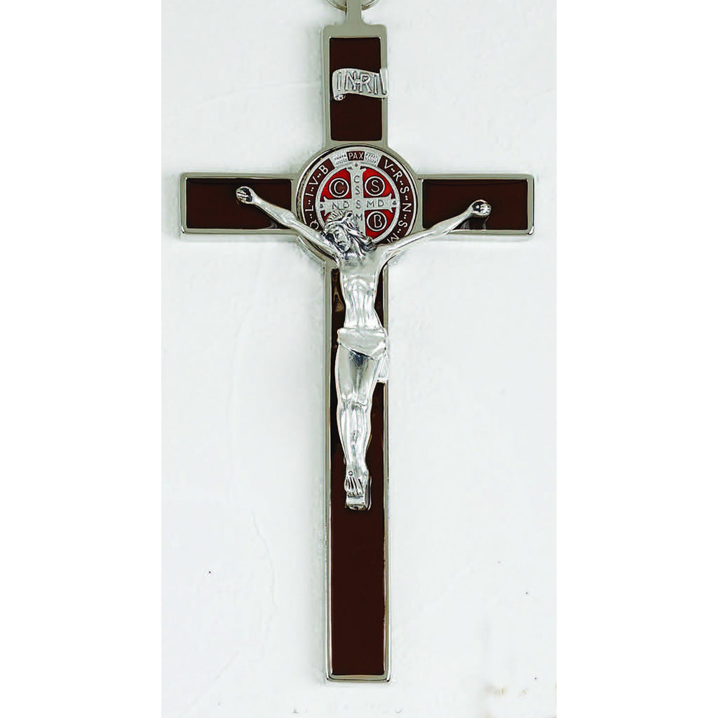 Saint Benedict Brown Enameled Cross - Enameled Medal