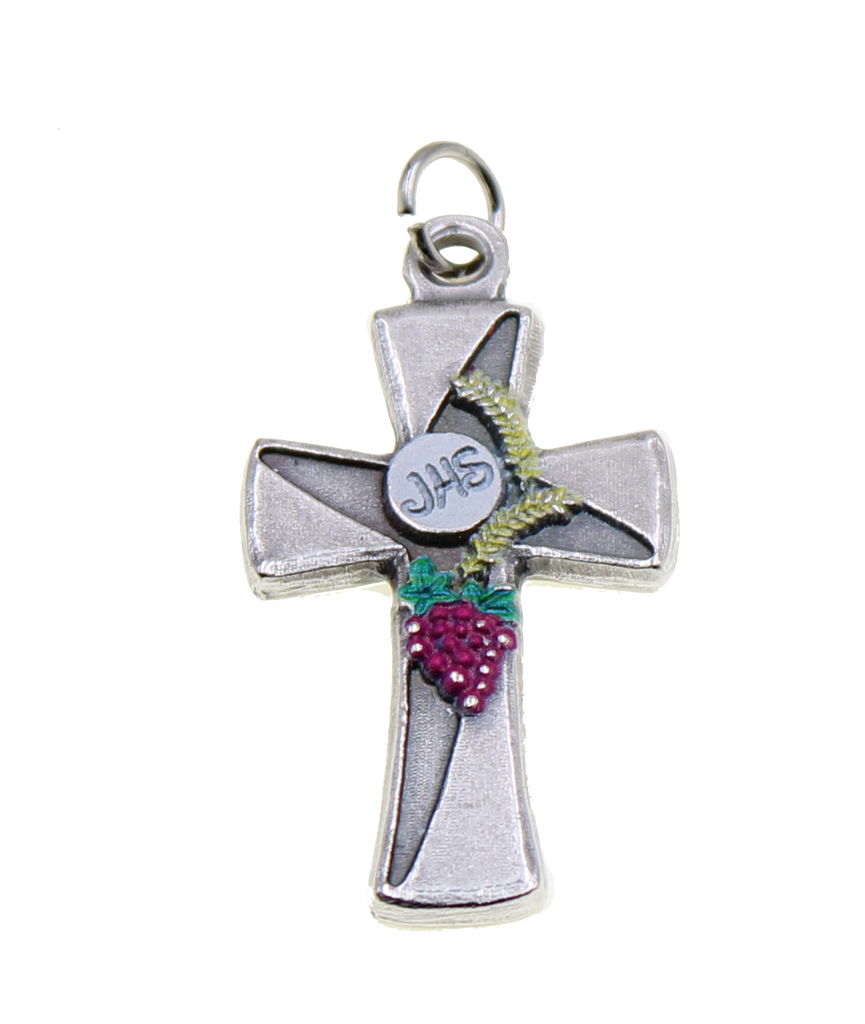 UV Communion Cross, Silver tone with White, 1 1/2 inch