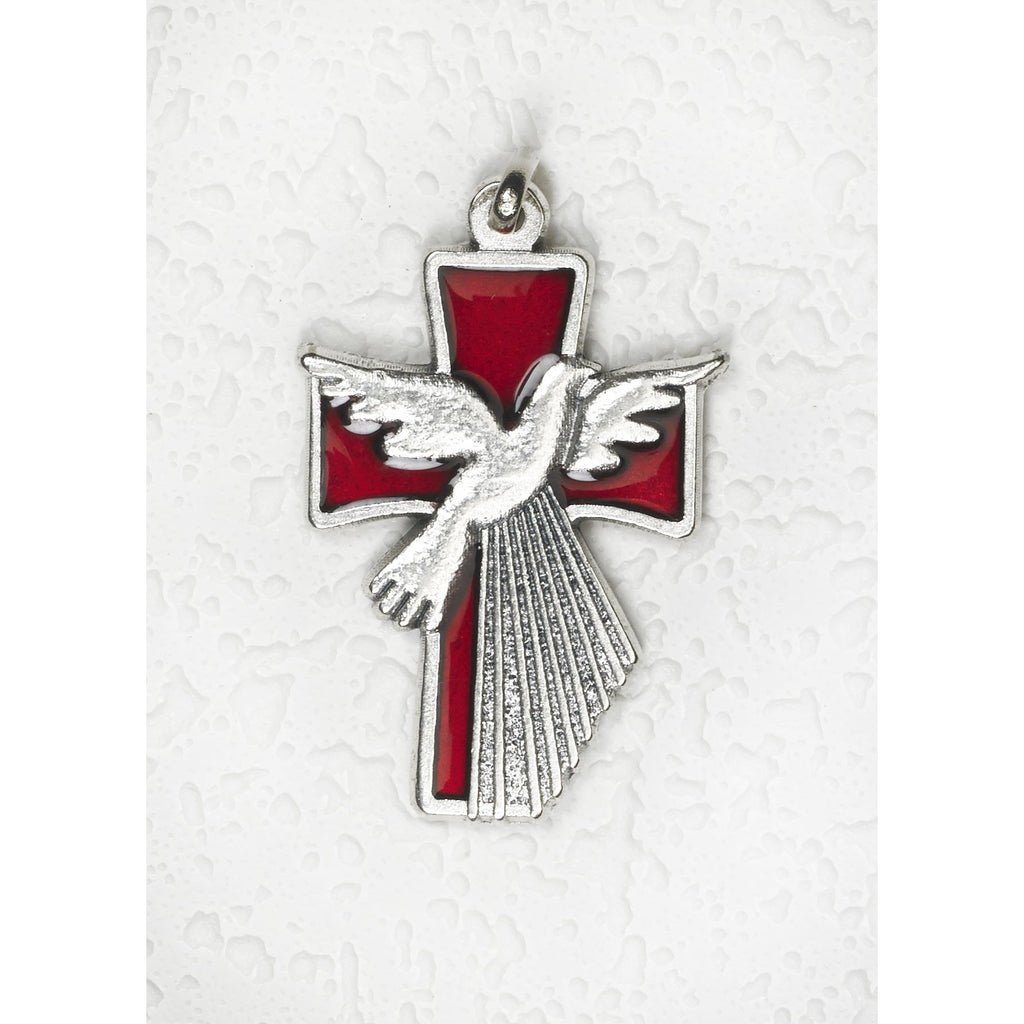 1-1/2 Inch Red Enamel Holy Spirit Cross