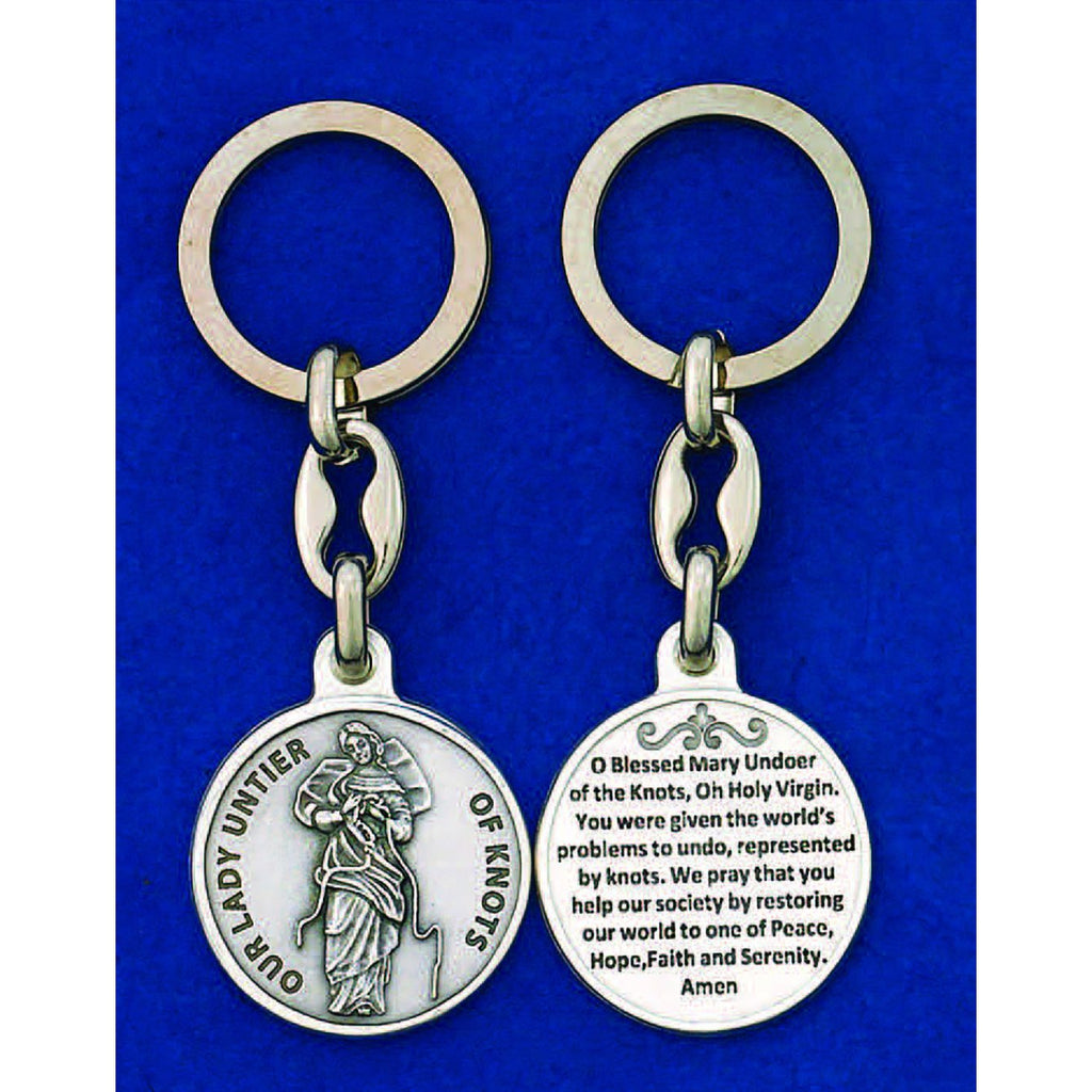 Our Lady Untier of Knots Silver Tone Token Key ring
