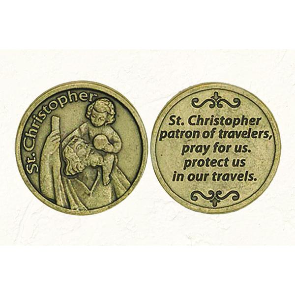 Brass-tone Saint Christopher Token