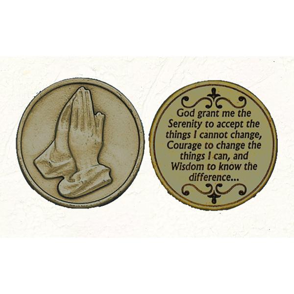 Brass-tone Serenity Prayer Token