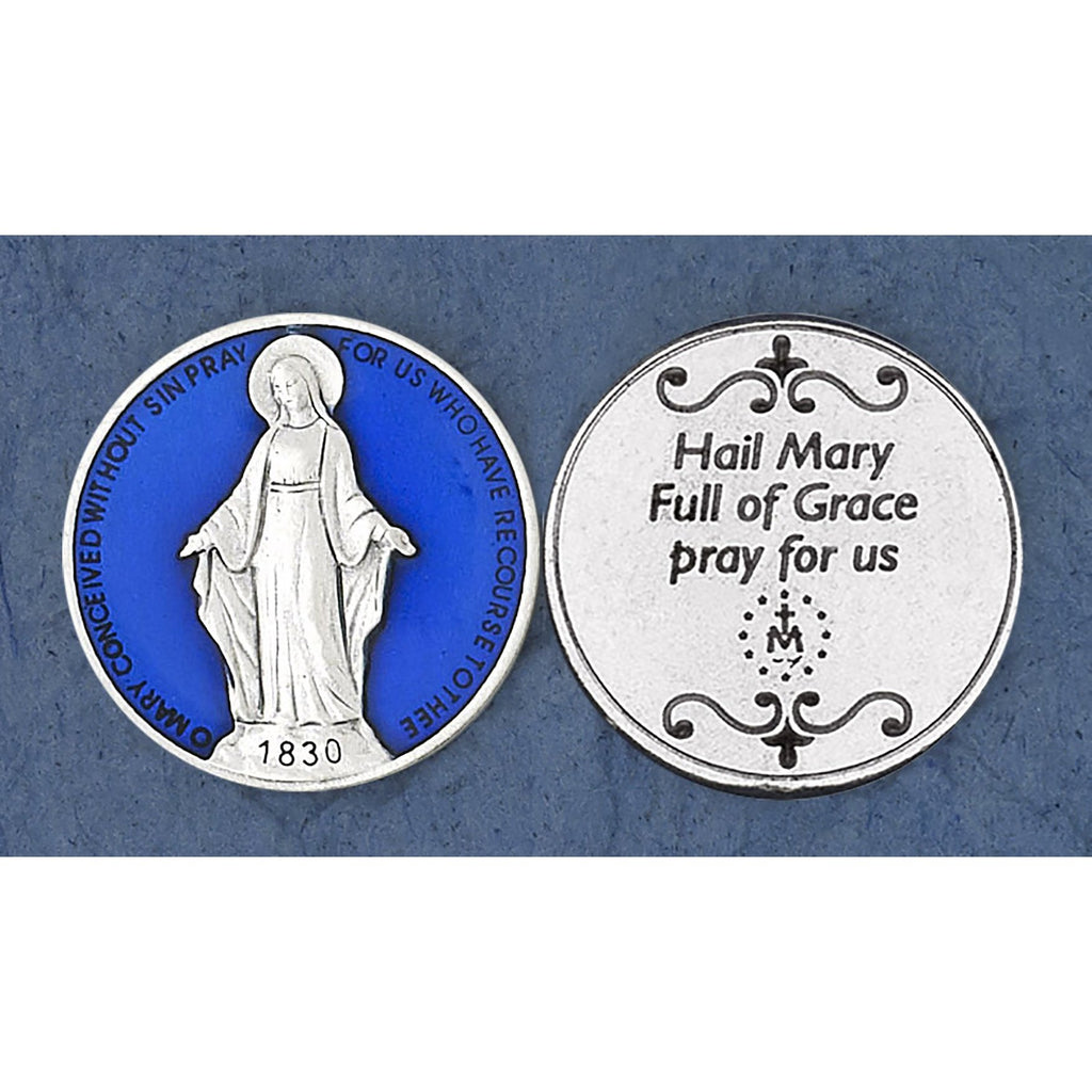 Blue Enameled Miraculous Medal Token