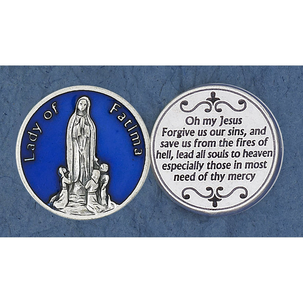 Blue Enameled Lady of Fatima Token