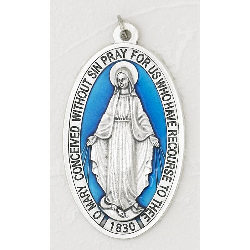 The Miraculous Medal - Small Wall Medal - Blue Enamel