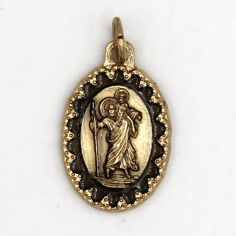Saint Christopher - Antique Gold Tone Deluxe Medals 1"