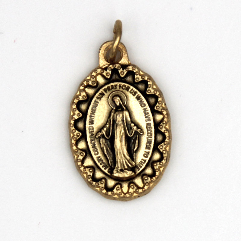 Miraculous Medal- Antique Gold Tone Deluxe Medals 1"