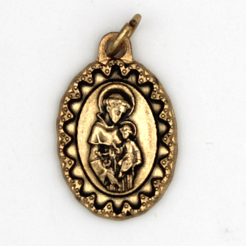 Saint Anthony - Antique Gold Tone Deluxe Medals 1"