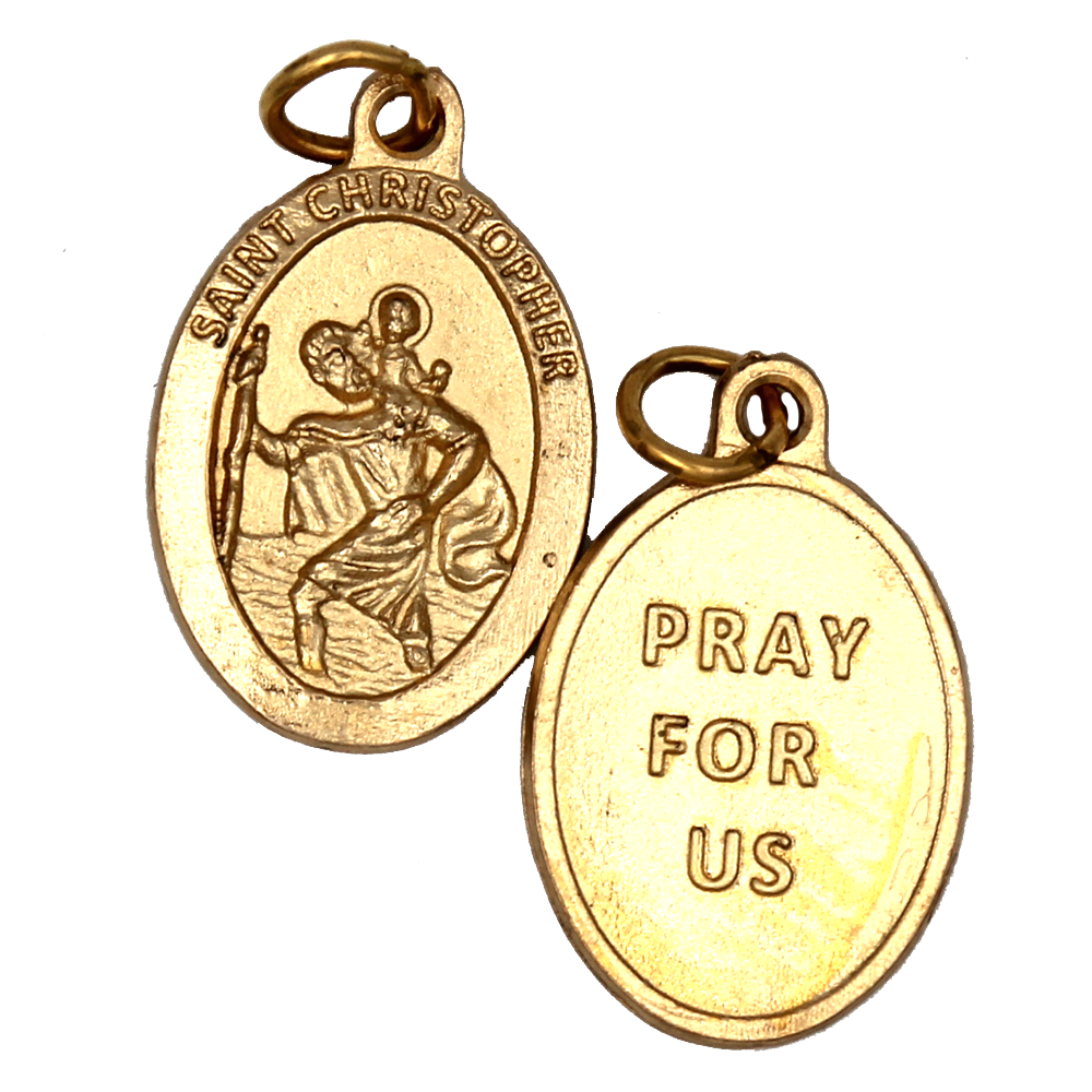 Saint Christopher Premium Double Sided Medal - Gold Tone - 4 Options