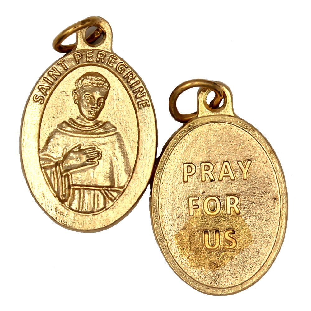 Saint Peregrine Premium Double Sided Medal - Gold Tone - 4 Options