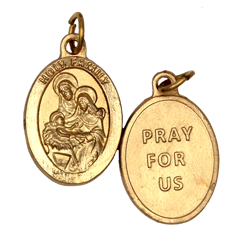 Holy Family Premium Double Sided Medal - Gold Tone