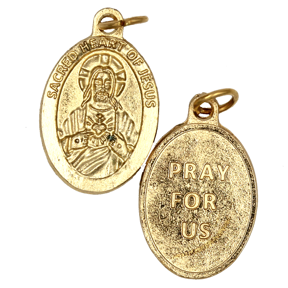 Sacred Heart Premium Double Sided Medal - Gold Tone