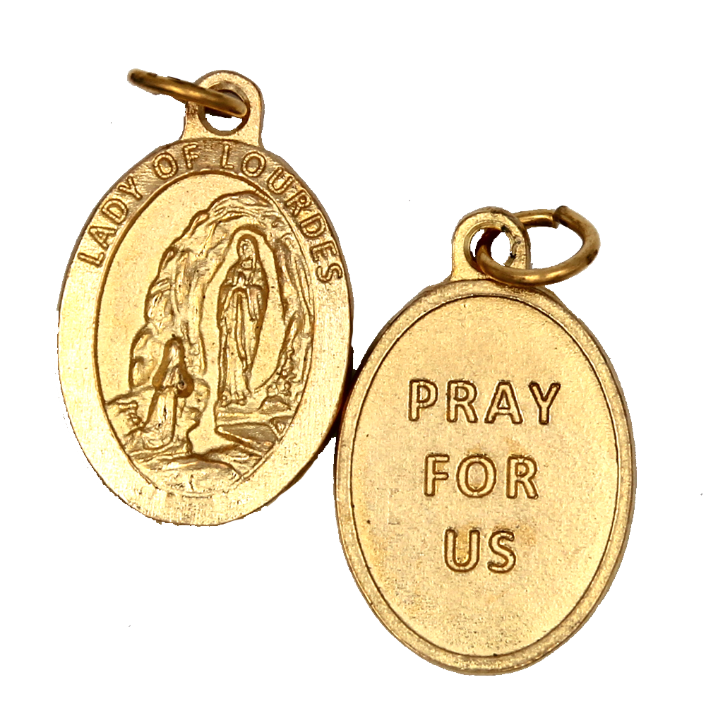 Lady of Lourdes Premium Double Sided Medal - Gold Tone