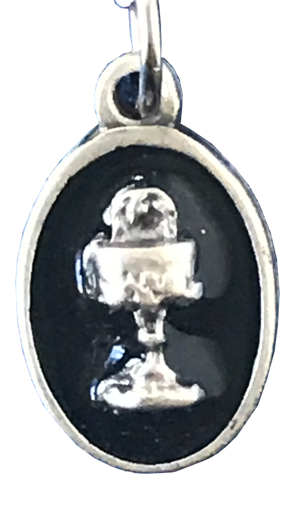 1/2 inch Oval Black Enamel Chalice Medal