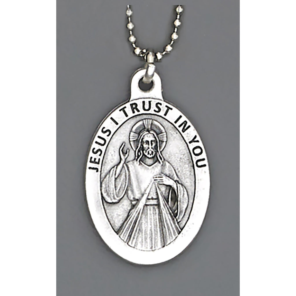 Auto Medals - 1-1/2 inch with 8 inch ball chain - Divine Mercy