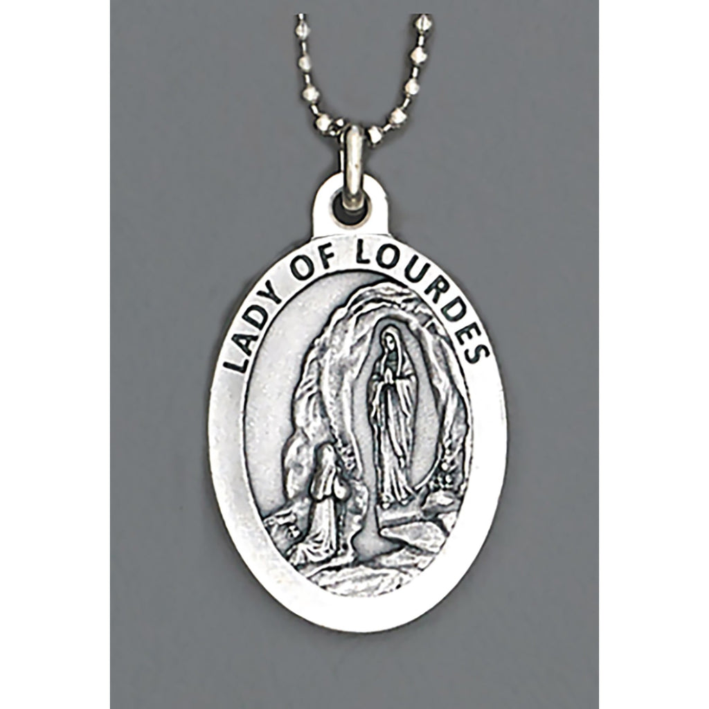 Auto Medals - 1-1/2 inch with 8 inch ball chain - Lady of Lourdes