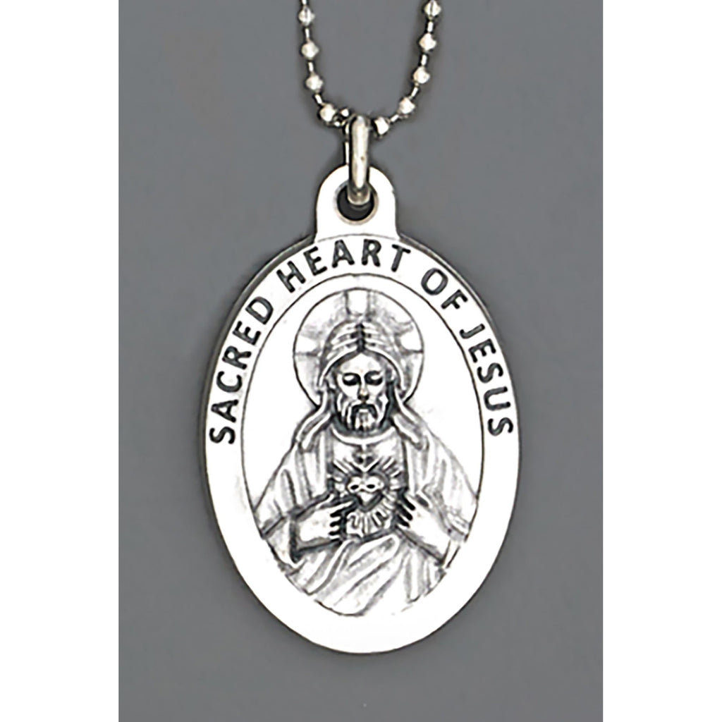 Auto Medals - 1-1/2 inch with 8 inch ball chain - Sacred Heart