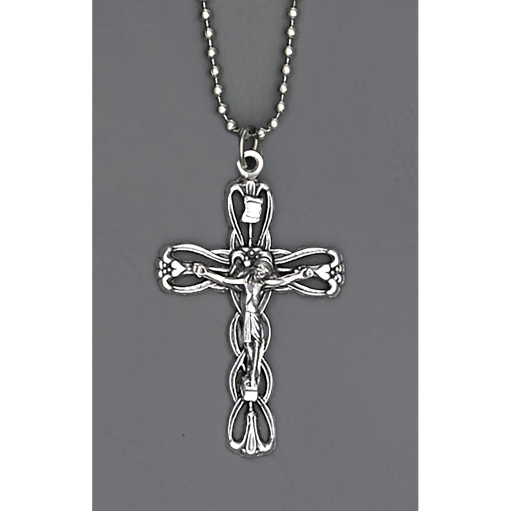 Auto Crosses - 1-1/2 INCH With 8 Inch Ball Chain - Flower Cross
