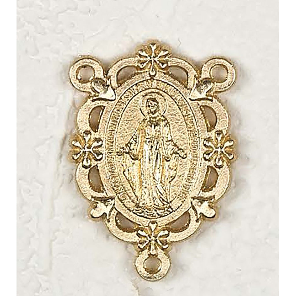 Deluxe - Gold Tone Miraculous Rosary Center - Pack of 25