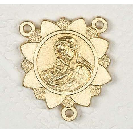 Gold Tone Sunflower Mary and Child Center - Pack of 25