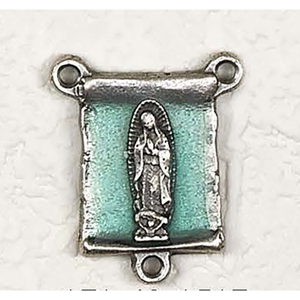 Green Enameled Lady of Guadalupe Scroll Center - Pack of 25